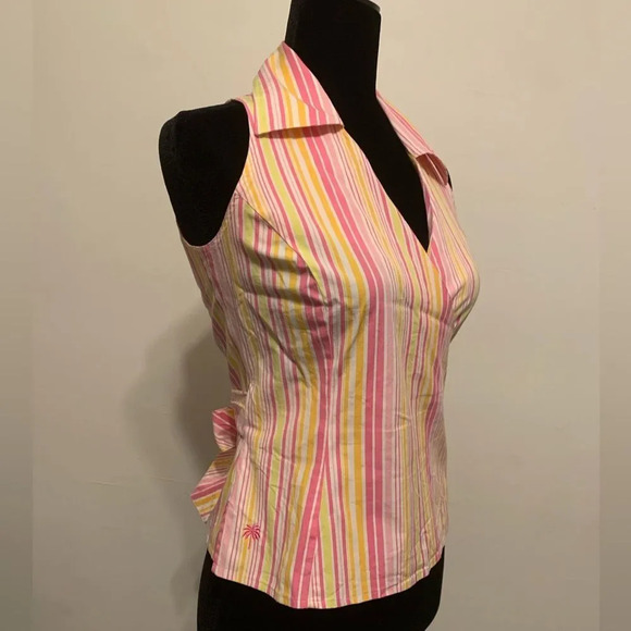 LILLY PULITZER Multicolor Striped Wrap Tie Back Sleeveless Top - Picture 3 of 8